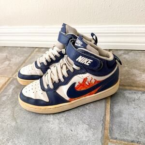 Nike Court Borough Mid Navy White Youth Boys Size 5Y